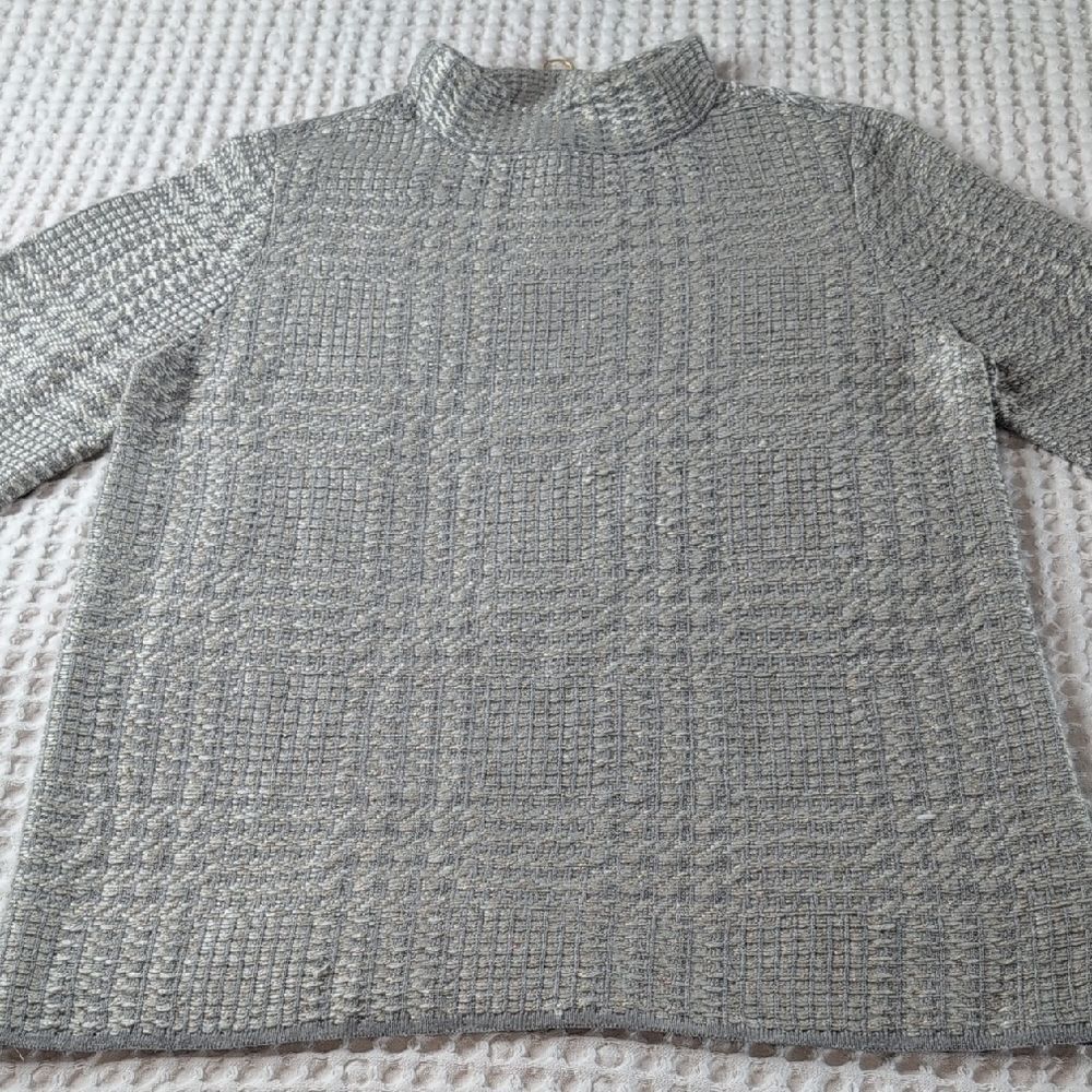 Chico's Textured Mock Neck Sweater - Silver And Gray
